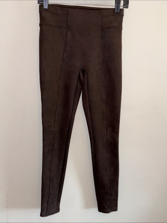SPANX Pants - Spanx High-Waist Faux Suede Leggings - Dark Brown - Size XS
